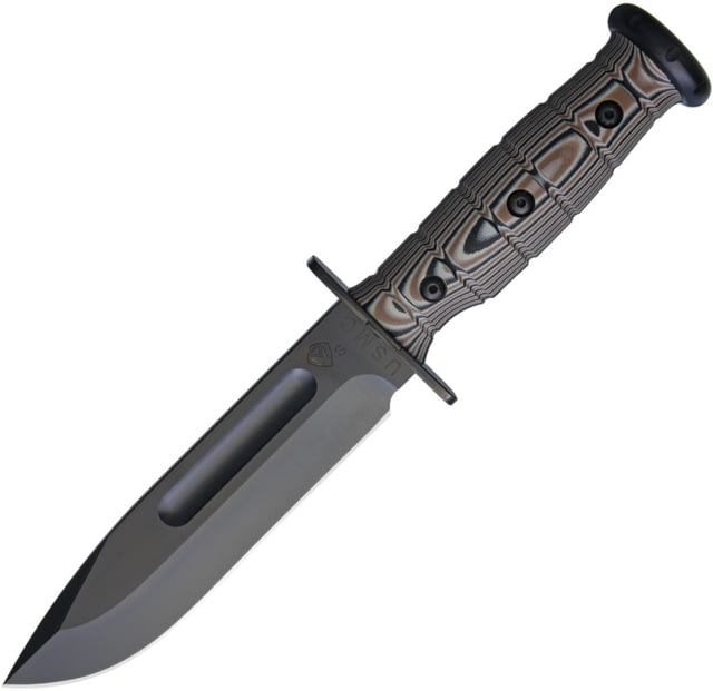 Medford USMC Fighter Knife 11.38in Overall 6.5in Black Pvd Coated S35Vn SS Blade Black/Brown G10 Handle Brown Leather Sheath - Medford
