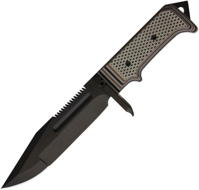 Medford USMC Raider Knife 6.5" black PVD coated sawback S35VN stainless clip Camo textured G10 handle - Medford