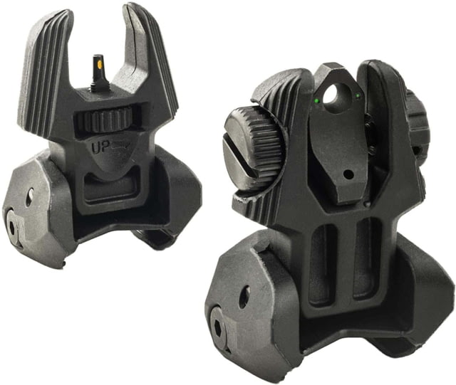 USED Meprolight MEPRO FRBS - Self-Illuminated Flip Back-Up Rifle Sights 2 Dot Rear / Orange Hyper Bright Front Black  EDEMO1 Condition Parts - Meprolight