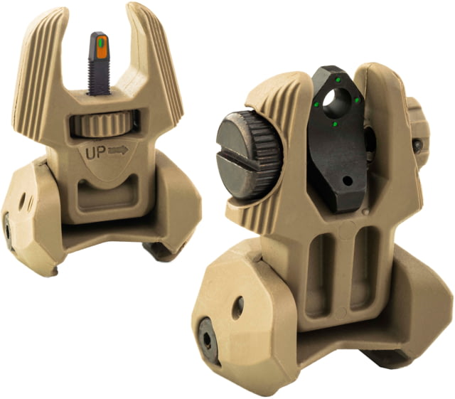 USED Meprolight MEPRO FRBS - Self-Illuminated Flip Back-Up Rifle Sights 4 Dot Rear / Orange Hyper Bright Front Desert - Meprolight