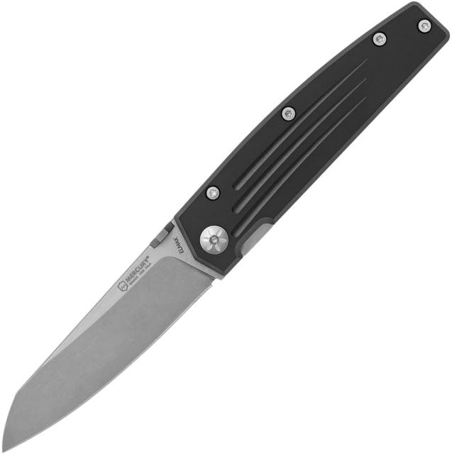 Mercury Logan Mini SW Folding Knife 3.75in Closed 2.75in Stonewash Elmax Steel Blade Black Aluminum Handle MY 9LGMEXSWALBK-C - Mercury
