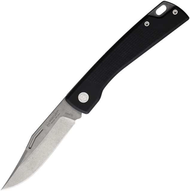 Mercury LUC Folding Knife 4.13in Closed 3.13in Stonewash Elmax Steel Clip Point Blade Black Anodized Aluminum Handle MY 9LUCEXSWALBK-C - Mercury