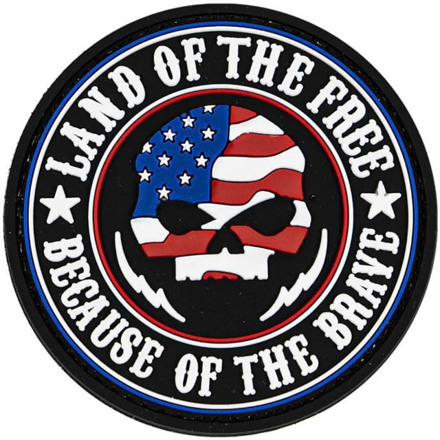 Merica Life Land of the Free Because of the Brave - Flag Skull Patch 3 - Merica Life