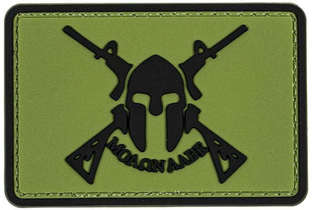 Merica Life Molon Labe Spartan with Two Rifles PVC Patch Green 3 x 2 - Merica Life
