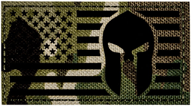 Merica Life Reflective Fabric US Flag w/ Spartan Molon Labe Patch 3 x 2in