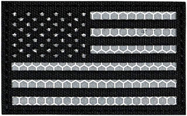 Merica Life Reflective US Flag Patch Black/ White 3 x 2in - Merica Life