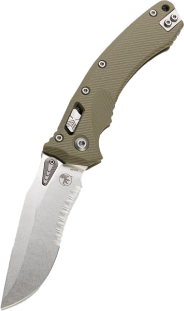 Microtech Amphibian Ram-Lok STW Part Serr Fluted G10 3.875in Folding Knife Olive Drab