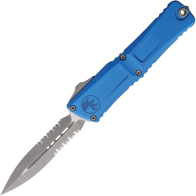 Microtech Combat Troodon Gen III D/E Apocalyptic Part Serrate 4in Automatic Folding Knife Blue - Microtech