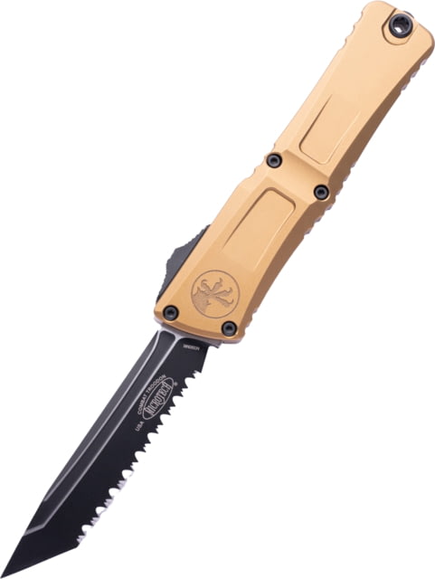 Microtech Combat Troodon Gen III T/E Full Serrated 4in Folding Knife Black Tan - Microtech