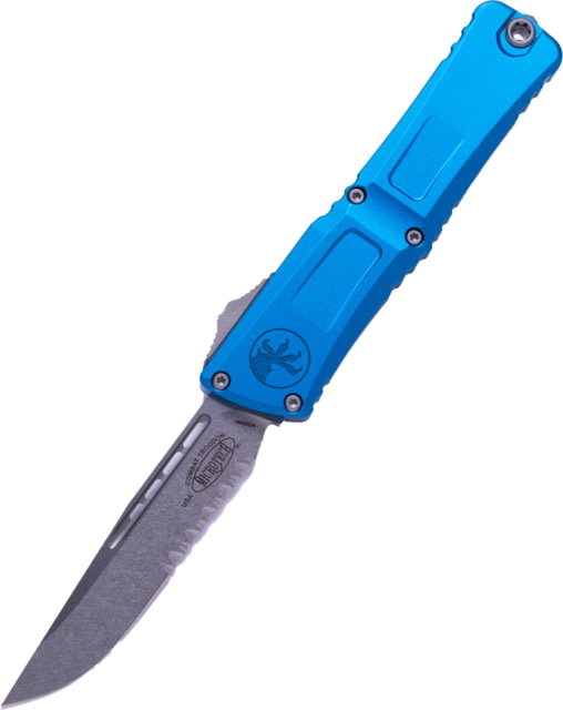 Microtech Combat Troodon S/E Gen III Partial Serrated 4in Folding Knife Blue Stonewash - Microtech