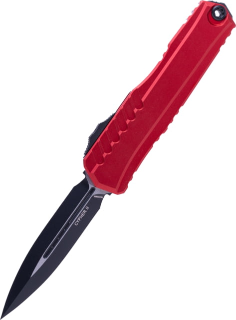 Microtech Cypher II D/E Standard 3.55in Folding Knife Black Red - Microtech