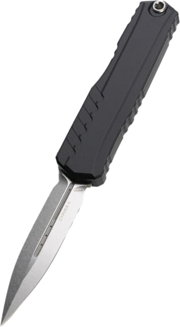 Microtech Cypher II D/E Stonewash Standard 3.55in Folding Knife Black Stonewash - Microtech