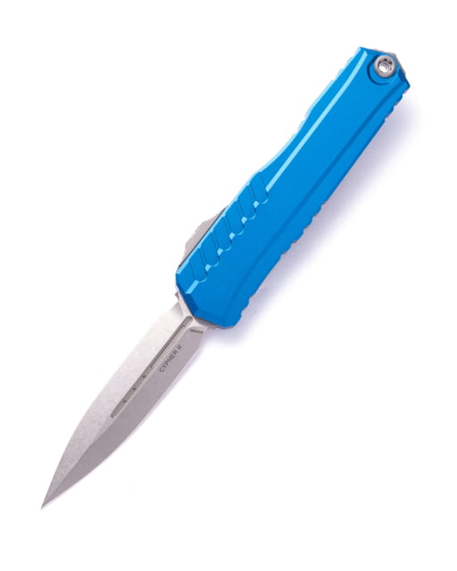 Microtech Cypher II D/E Stonewash Standard Automatic Folding Knife 3.55in M390MK Steel Blue - Microtech