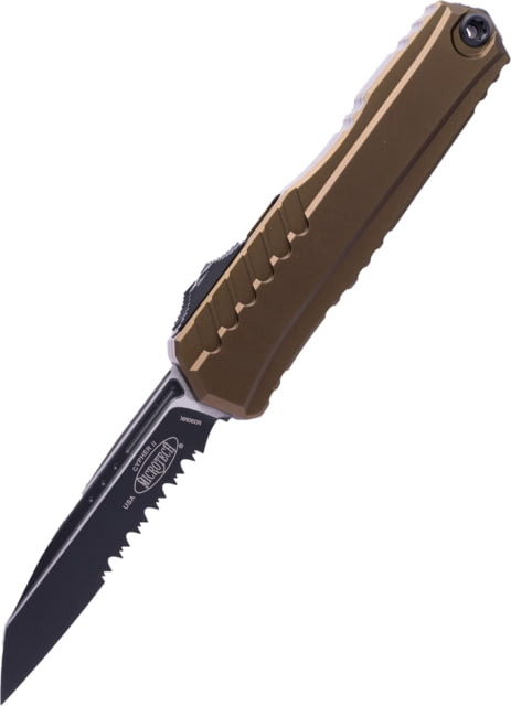 Microtech Cypher II S/E Black Part Serrate 3.55in Folding Knife Od Green - Microtech