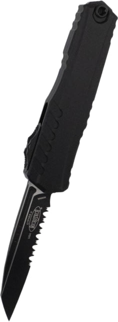 Microtech Cypher II S/E Tactical Partial Serrated 3.55in Folding Knife Black - Microtech