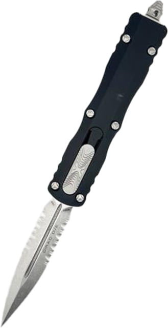 Microtech Dirac D/E Stonewash Standard Partial Serrations 2.875in Folding Knife Black - Microtech