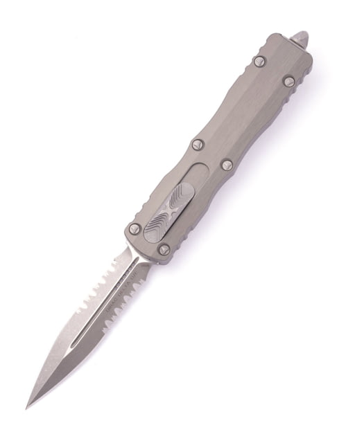 Microtech Dirac Delta Apocalyptic Part Serrate 2.875in Automatic Folding Knife Natural Clear - Microtech