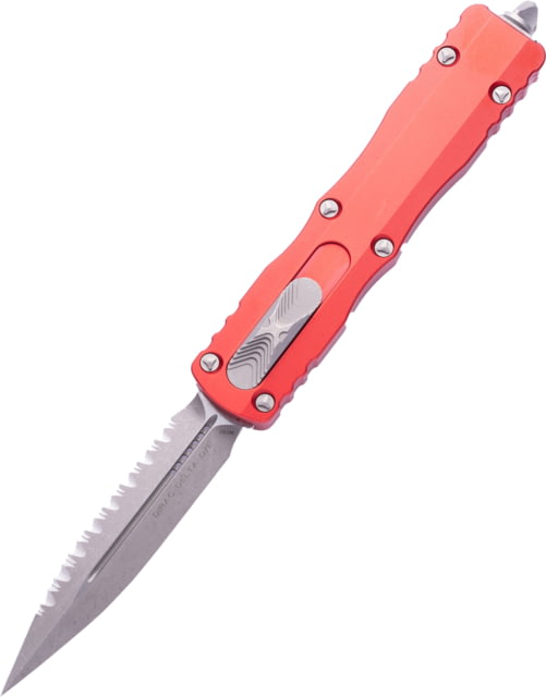Microtech Dirac Delta D/E Apocalyptic Full Serrate 3.75in Folding Knife Red