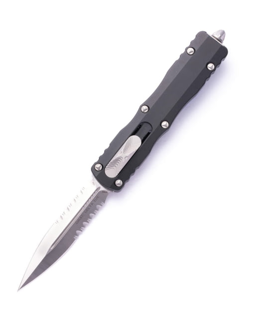 Microtech Dirac Delta D/E Satin Part Serrate 3.75in Automatic Folding Knife Double-Action OTF - Microtech