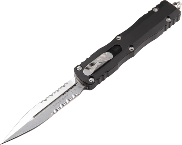 Microtech Dirac Delta D/E Stonewash Partial Serrated 3.75in Folding Knife Black - Microtech