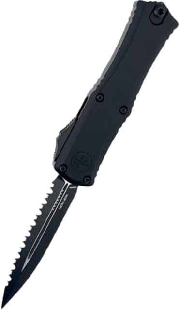 Microtech Hera II Mini D/E Black Full Serrate 2.9in Folding Knife Black