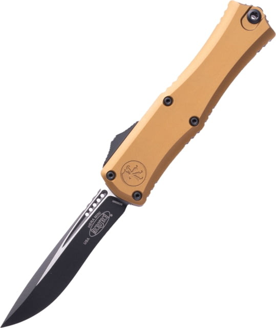 Microtech Hera II Mini Recurve Standard Automatic Folding Knife 2.9in Blade Tan Handle