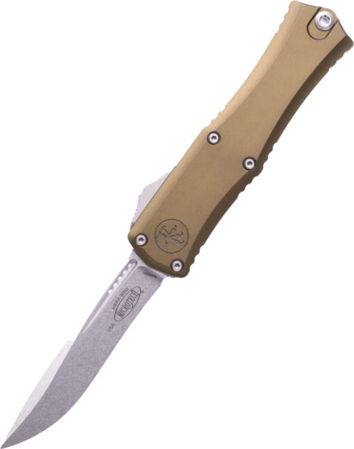 Microtech Hera II Mini Recurve Stonewash Standard 2.9in Folding Knife Od Green - Microtech