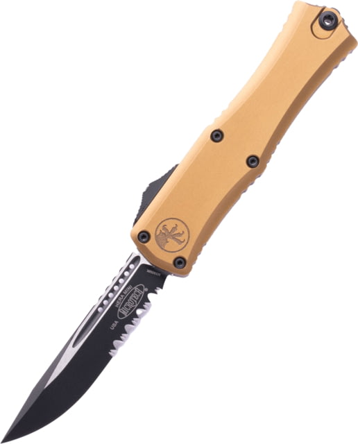 Microtech Hera II Mini S/E Black Part Serrate 2.9in Folding Knife Tan - Microtech