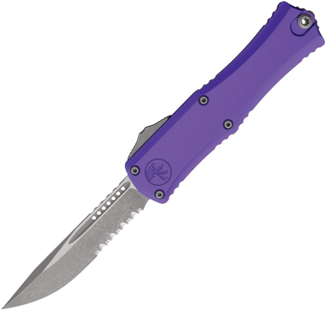 Microtech Hera II Mini S/E Stonewash Part Serrate 2.9 Folding Knife Purple - Microtech