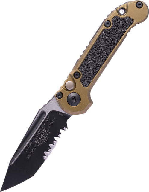 Microtech L.U.D.T. T/E Gen III Black Part Serrate 3.5in Folding Knife Od Green - Microtech