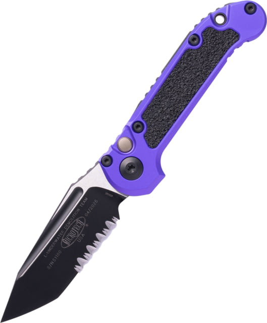 Microtech L.U.D.T. T/E Gen III Black Part Serrate 3.5in Folding Knife Purple - Microtech