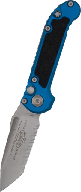 Microtech L.U.D.T. T/E Gen III Stonewash Full Serrated 3.5in Folding Knife Blue Stonewash - Microtech