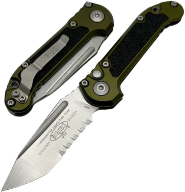 Microtech L.U.D.T. T/E Gen III Stonewash Partial Serrated 3.5in Folding Knife Od Green - Microtech