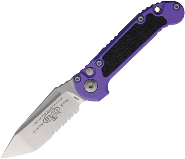 Microtech L.U.D.T. T/E Gen III Stonewash Partial Serrated 3.5in Folding Knife Purple - Microtech