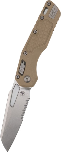 Microtech MSI RAM-LOK Frag G10 Tan Stonewash Partial Serrated 3.88in Folding Knife Tan - Microtech