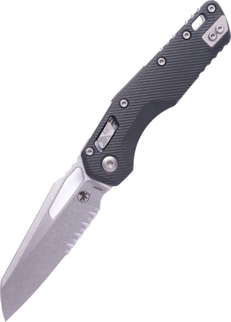 Microtech MSI S/E Fluted G-10 Stonewash Partial Serrated 3.88in Folding Knife Black