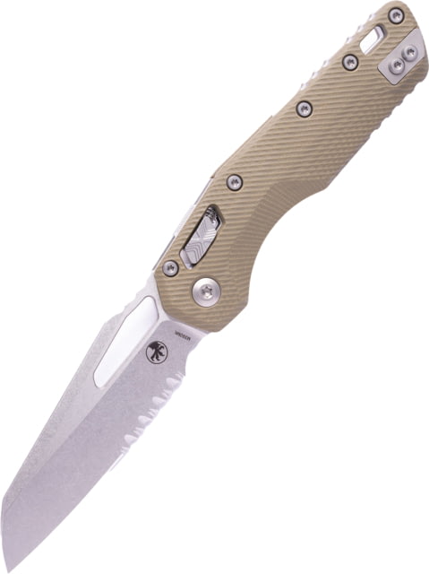 Microtech MSI S/E Fluted G-10 Stonewash Partial Serrated 3.88in Folding Knife Od Green - Microtech