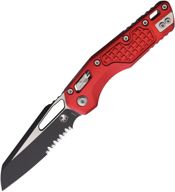Microtech MSI S/E Part Serrate Frag Folding Knife Red/Black - Microtech