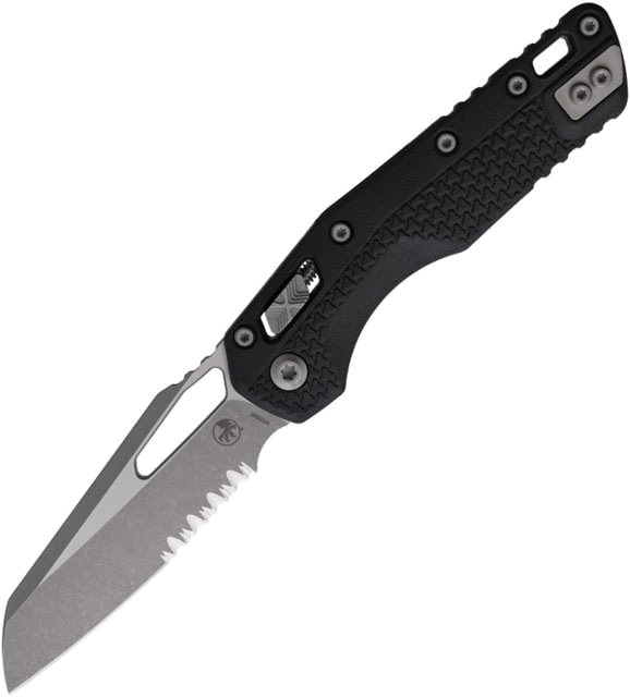 Microtech MSI S/E Tri-Grip Injection Molded Apocalyptic Part Serrate 3.88in Folding Knife Black - Microtech