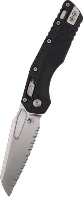 Microtech MSI S/E Tri-Grip Injection Molded Stonewash Full Serrate 3.88in Folding Knife Black - Microtech