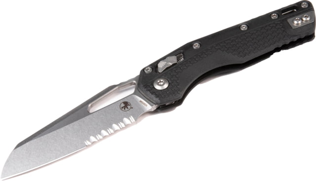 Microtech MSI S/E Tri-Grip Injection Molded Black Stonewash Part Serrate 3.88in Folding Knife Black