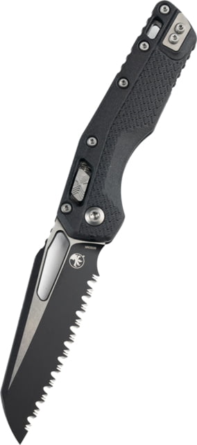Microtech MSI S/E Tri-Grip Polymer Full Serrated 3.88in Folding Knife Black - Microtech
