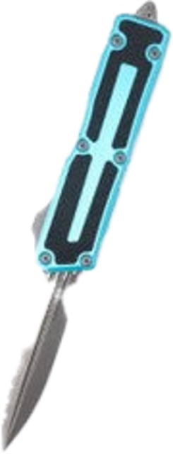 Microtech Scarab II Gen III D/E Apocalyptic Full Serrate 3.95in Folding Knife Turquoise - Microtech