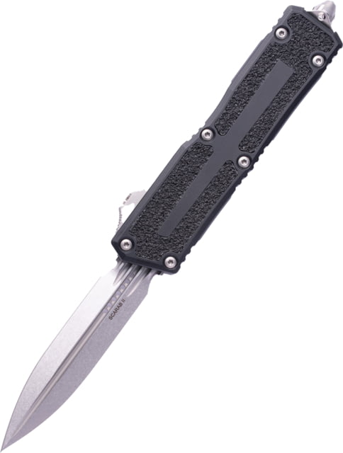 Microtech Scarab II Gen III D/E Stonewash Standard 3.95in Folding Knife Black - Microtech