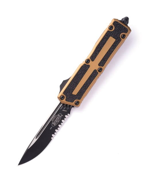 Microtech Scarab II Gen III S/E Part Serrate 3.95in Automatic Folding Knife Double-Action OTF Tan/Black - Microtech