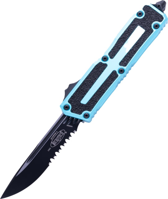 Microtech Scarab II Gen III S/E Part Serrate 3.95in Folding Knife Turquoise - Microtech
