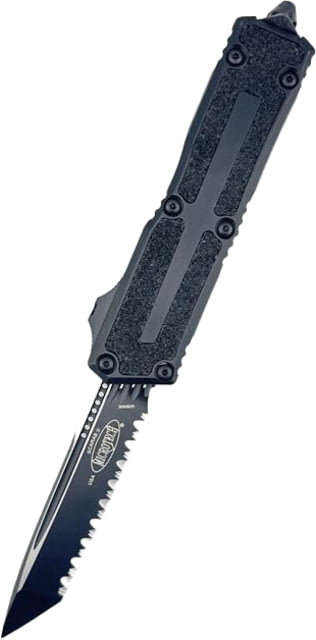 Microtech Scarab II Gen III T/E Black Full Serrate Tactical 3.95in Folding Knife Black - Microtech