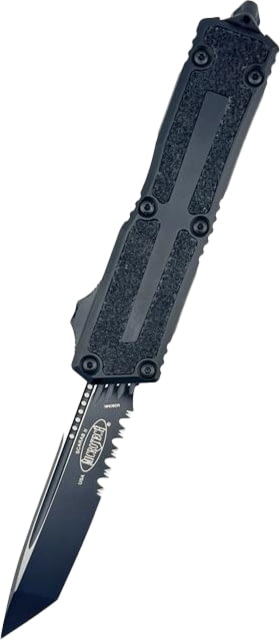 Microtech Scarab II Gen III T/E Black Part Serrate Tactical 3.95in Folding Knife Black - Microtech