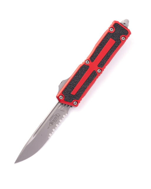 Microtech Scarab II S/E Gen III Apocalyptic Partial Serrated 3.95in Automatic Folding Knife Double-Action OTF Red - Microtech