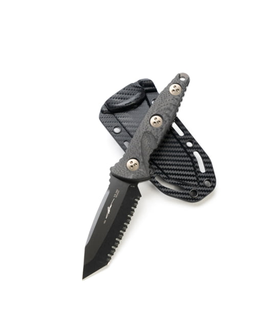 Microtech Socom Alpha Mini TE DLC CF Handles Full Serrated 3.75in Fixed Blade Knife Fixed Blade - Microtech